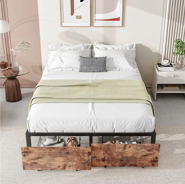 BRAND NEW 14 Inch Full/Double Size Storage Metal Bed Frame image indicator(7)