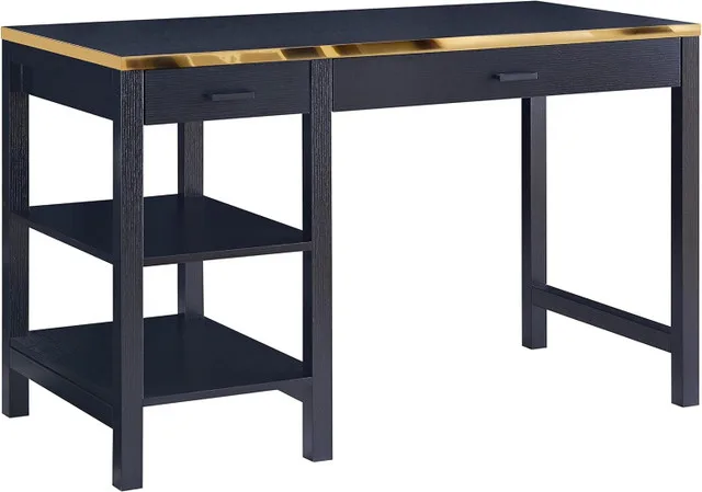 Mercury Row 47 Inch Desk with Two Drawers and Shelves NEW image indicator(3)