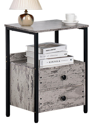 BRAND NEW Lerliuo Nightstand, Side Table, Grey - photo 3