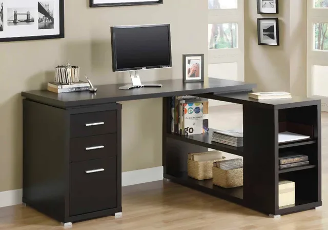 Monarch 7019 L-Shape Espresso Computer Desk BRAND NEW SEALED image indicator(2)