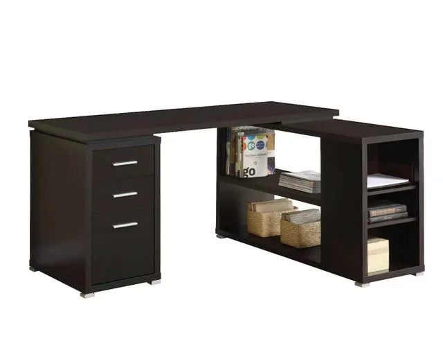 Monarch 7019 L-Shape Espresso Computer Desk BRAND NEW SEALED image indicator(4)