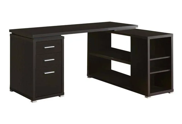 Monarch 7019 L-Shape Espresso Computer Desk BRAND NEW SEALED image indicator(6)