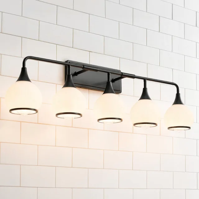HAHZT 5-Light Black Bathroom Vanity Light