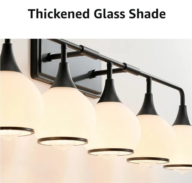 HAHZT 5-Light Black Bathroom Vanity Light image indicator(8)