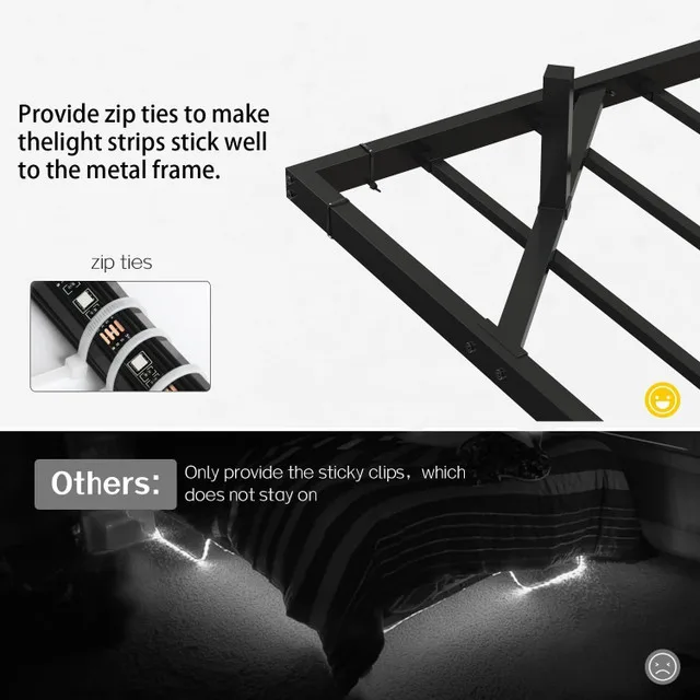 Floating King Size Metal Bed Frame with LED Lights BRAND NEW image indicator(7)