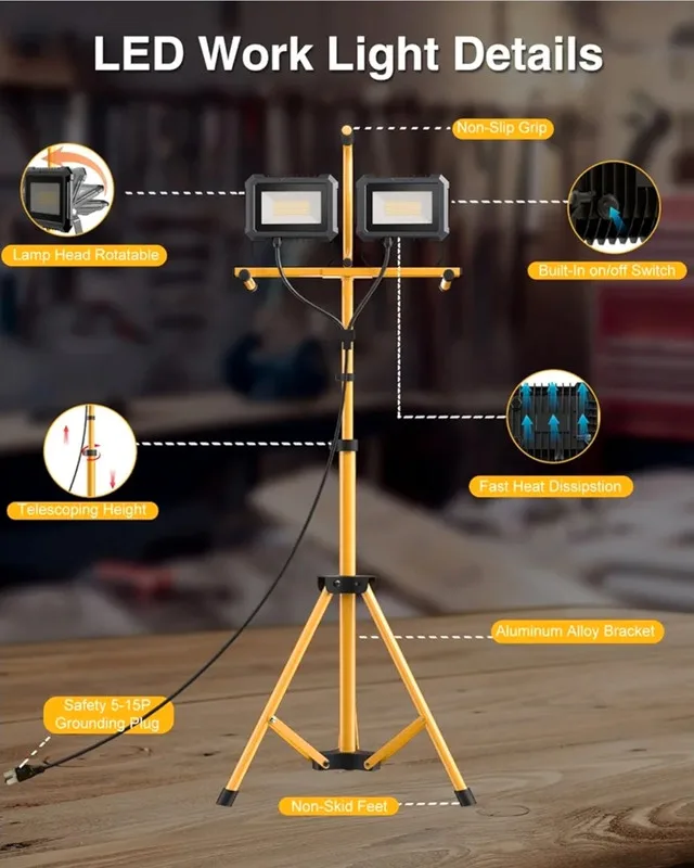 Set of Two (2) 80 Watts LED Work Light w/ Stand NEW image indicator(4)
