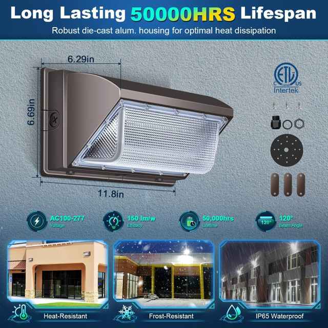 LEDMO LED Wall Pack 120W 5000K Outdoor Flood Light NEW - photo 2