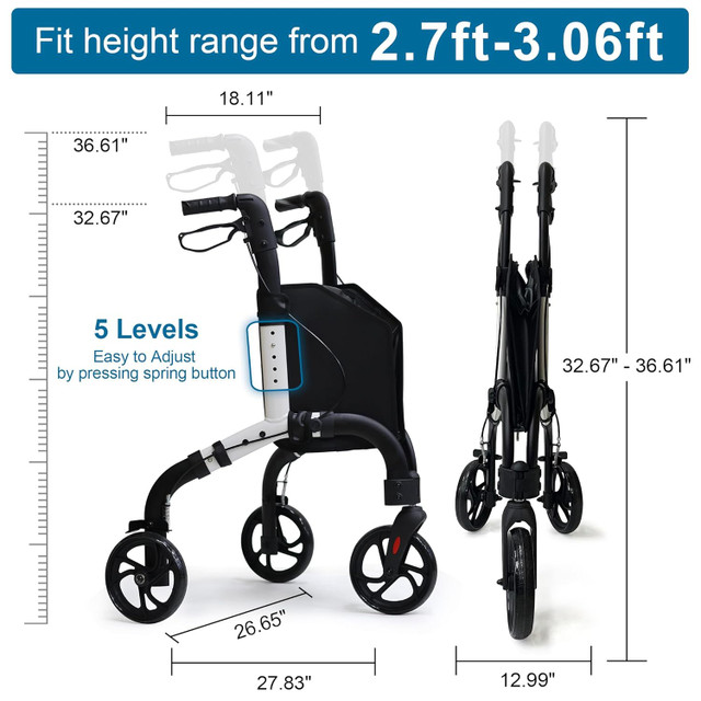 Retaoldth 3 Wheel Lightweight Rollator Walker BRAND NEW - photo 2