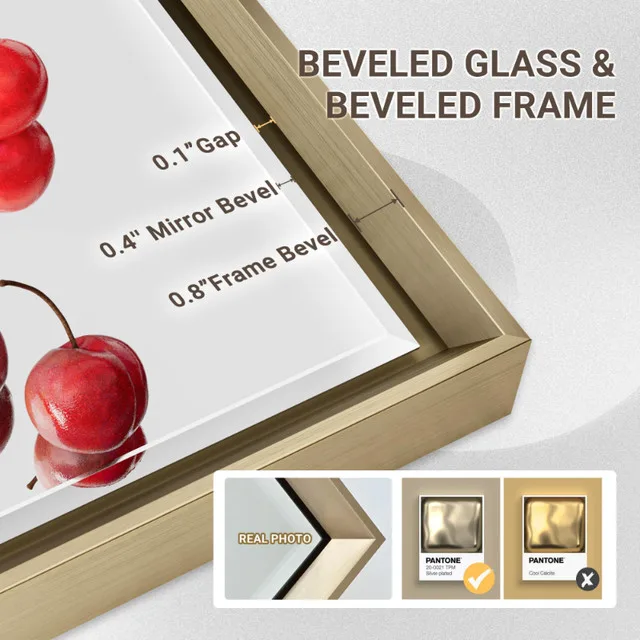 BRAND NEW QueenFun 40"x30" Gold Beveled Metal Framed Mirror image indicator(2)