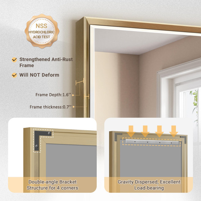 BRAND NEW QueenFun 40"x30" Gold Beveled Metal Framed Mirror - photo 3