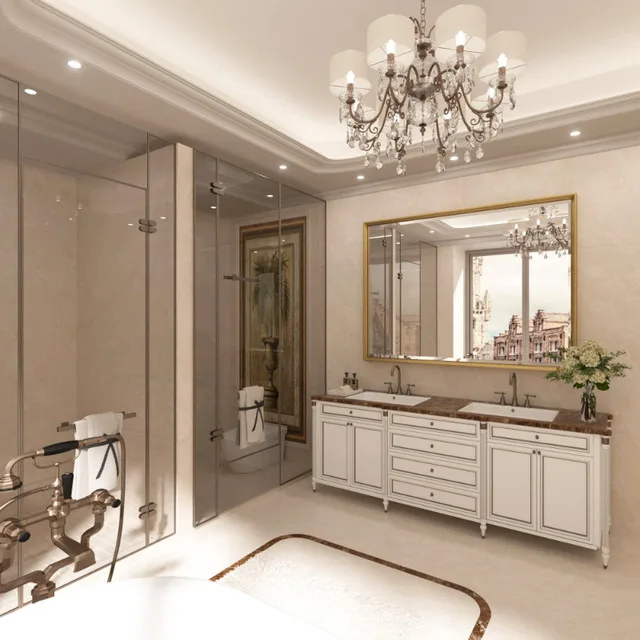 BRAND NEW QueenFun 40"x30" Gold Beveled Metal Framed Mirror image indicator(6)