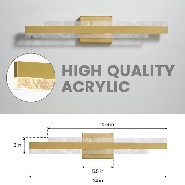 NEW HAHZT 24 inch Brushed Gold 28W LED Vanity Light - photo 2