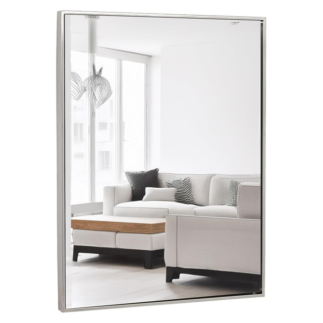 Hamilton Hills 30 x 40 Inch Brushed Silver Wall Mirror NEW