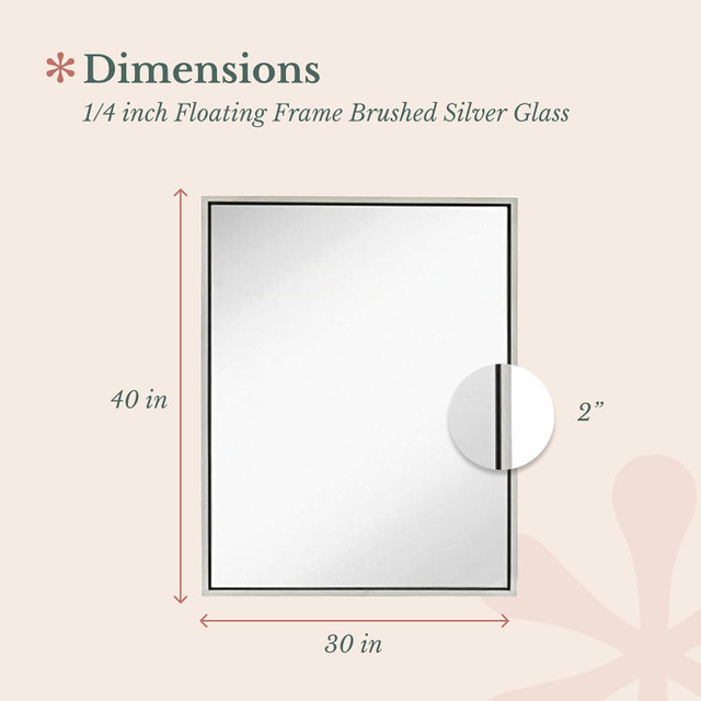 Hamilton Hills 30 x 40 Inch Brushed Silver Wall Mirror NEW - photo 3