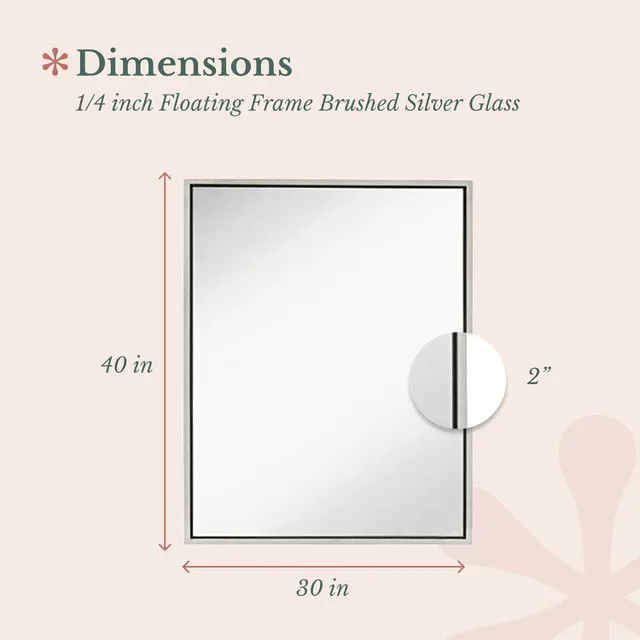 Hamilton Hills 30 x 40 Inch Brushed Silver Wall Mirror NEW image indicator(3)