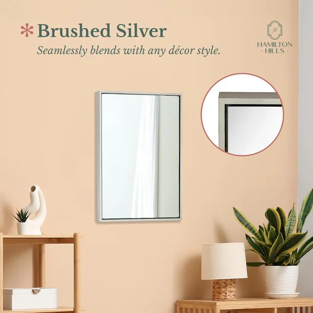 Hamilton Hills 30 x 40 Inch Brushed Silver Wall Mirror NEW image indicator(6)
