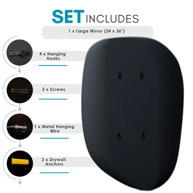 BRAND NEW HomeFull 24"x36" Frameless Irregular Mirror image indicator(2)