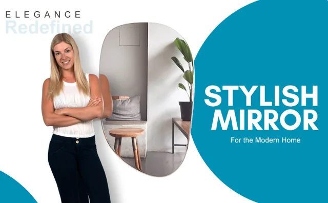 BRAND NEW HomeFull 24"x36" Frameless Irregular Mirror image indicator(6)