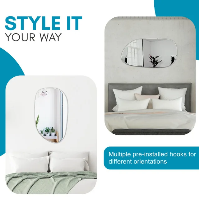 BRAND NEW HomeFull 24"x36" Frameless Irregular Mirror image indicator(7)