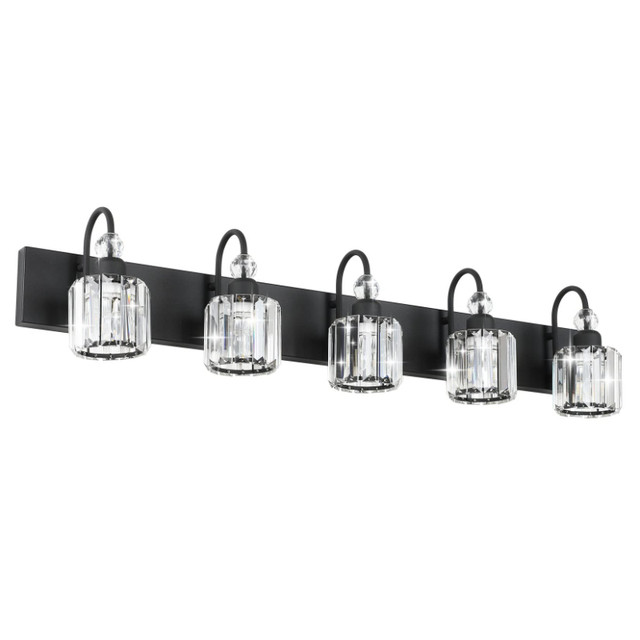 NEW Ralbay Crystal Matte Black Vanity Wall Light