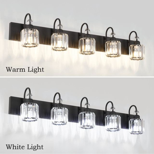 NEW Ralbay Crystal Matte Black Vanity Wall Light - photo 4