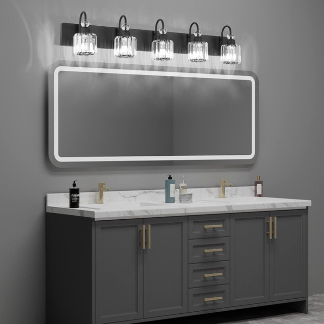 NEW Ralbay Crystal Matte Black Vanity Wall Light - photo 5