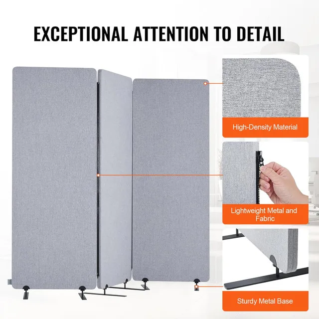 VEVOR 72 x 65 Inch 3 Panels Soundproof Folding Room image indicator(6)