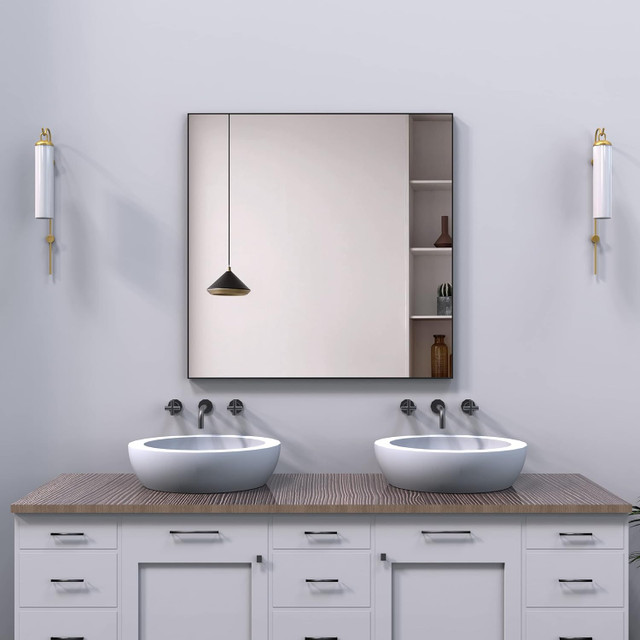 WONSTART 36" x 36" Bathroom Mirror, Black Frame NEW - photo 2