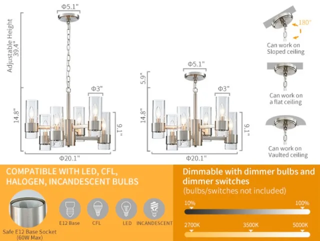 WUZUPS Industrial Chandelier 6-Light BRAND NEW image indicator(7)