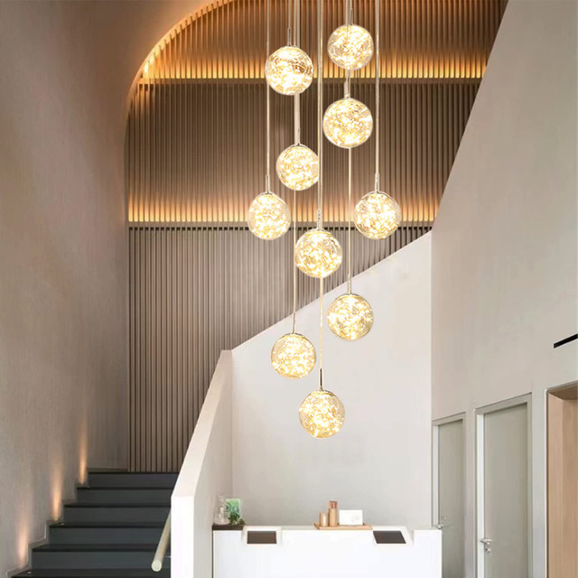 KAUCQI 10-Light LED Stairs High Ceiling Chandelier - photo 2