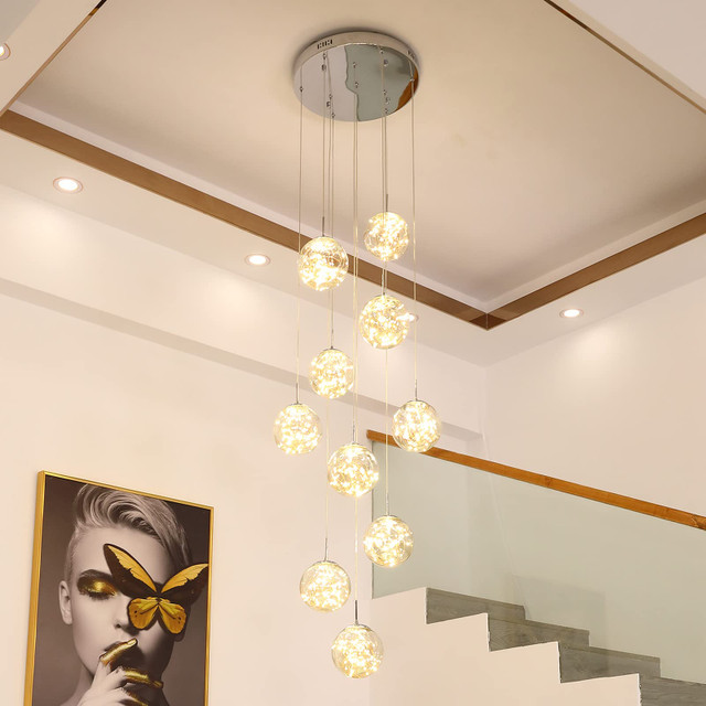 KAUCQI 10-Light LED Stairs High Ceiling Chandelier - photo 3