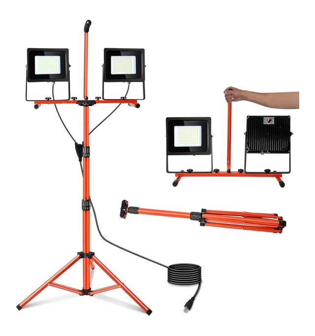 LEDMO 200W Work Light w/ Tripod Stand Dual Head 5000K BRAND NEW