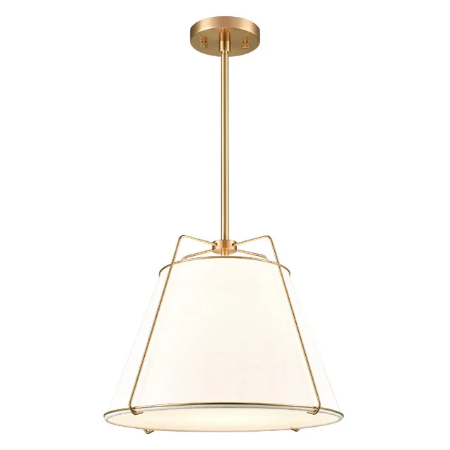 Light Society 15 Inch Brass Chandelier White Shade thumbnail