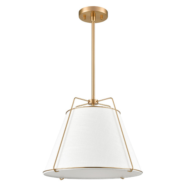 Light Society 15 Inch Brass Chandelier White Shade - photo 2