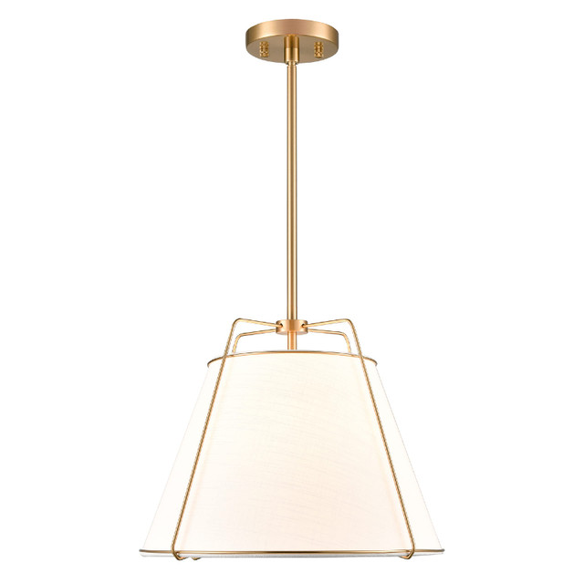 Light Society 15 Inch Brass Chandelier White Shade - photo 3
