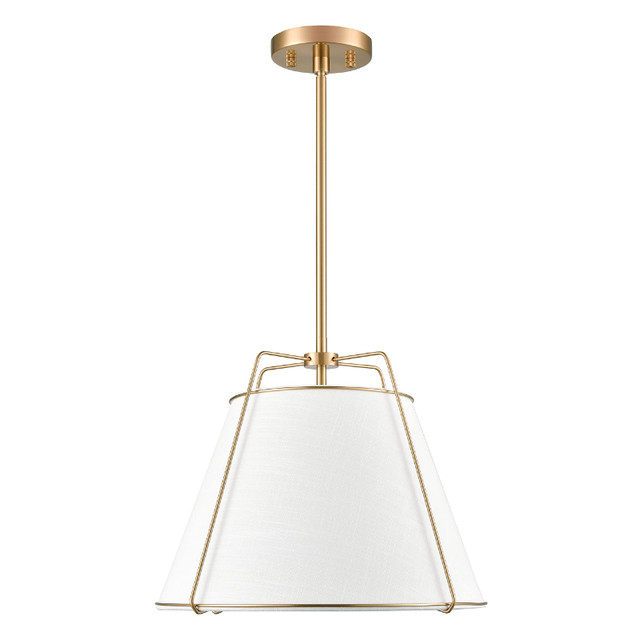 Light Society 15 Inch Brass Chandelier White Shade - photo 4