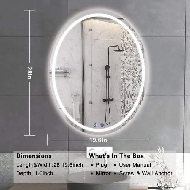 STARBIVO 20x28 Inch Oval LED Bathroom Mirror image indicator(6)