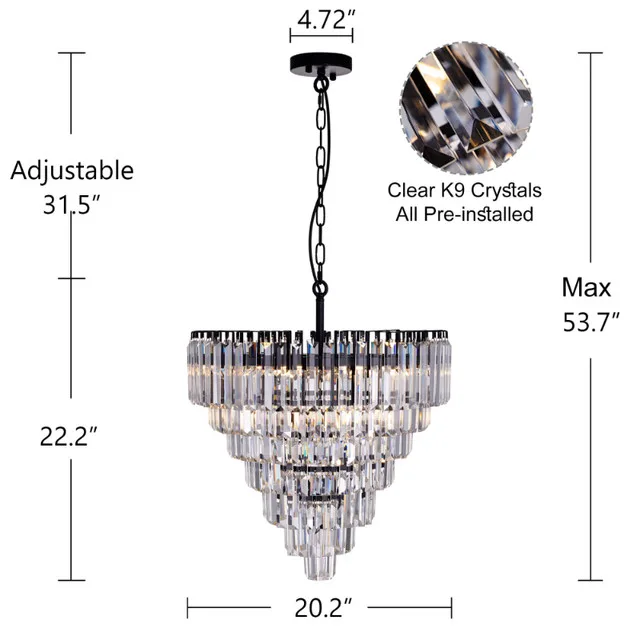 NEW TOCHIC 20" Crystal Chandelier image indicator(2)