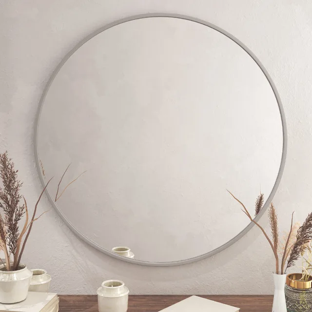 HBCY Creations 36" Round Metal Frame Mirror, Silver image indicator(2)