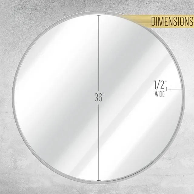 HBCY Creations 36" Round Metal Frame Mirror, Silver image indicator(6)