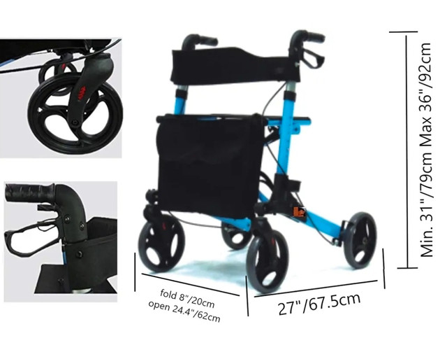 Dr. Safe Aluminum 8" Wheels Folding Walker Rollator, NEW - photo 5