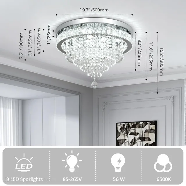 Crystal Chandelier LED Ceiling Light BRAND NEW image indicator(3)