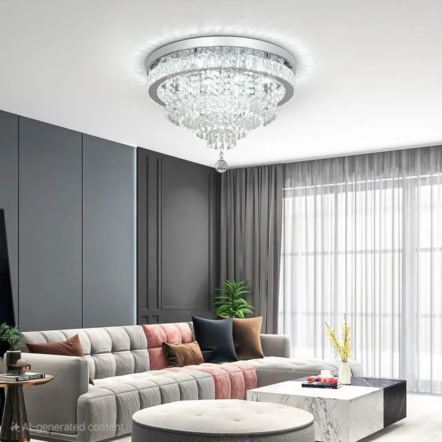 Crystal Chandelier LED Ceiling Light BRAND NEW image indicator(4)