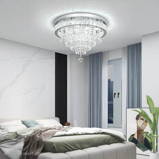 Crystal Chandelier LED Ceiling Light BRAND NEW image indicator(5)