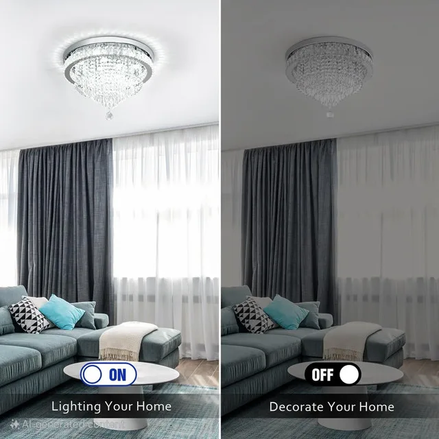 Crystal Chandelier LED Ceiling Light BRAND NEW image indicator(7)