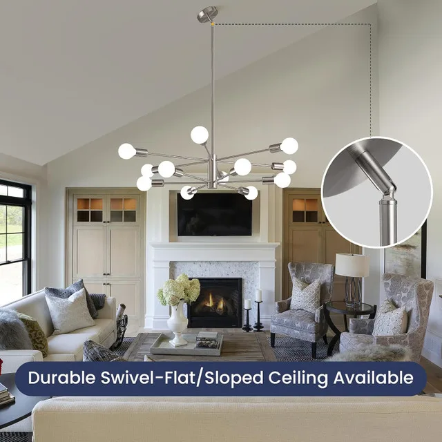 RUIYEY Sputnik Chandelier, Brushed Nickel, NEW image indicator(4)