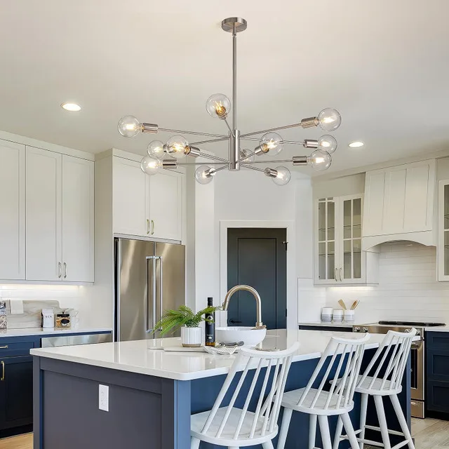 RUIYEY Sputnik Chandelier, Brushed Nickel, NEW image indicator(5)