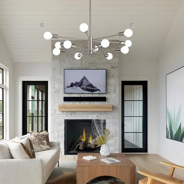 RUIYEY Sputnik Chandelier, Brushed Nickel, NEW image indicator(6)