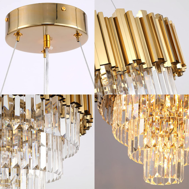 Akeelighting 22" Modern Crystal Gold Chandelier 4 Tier, NEW - photo 4