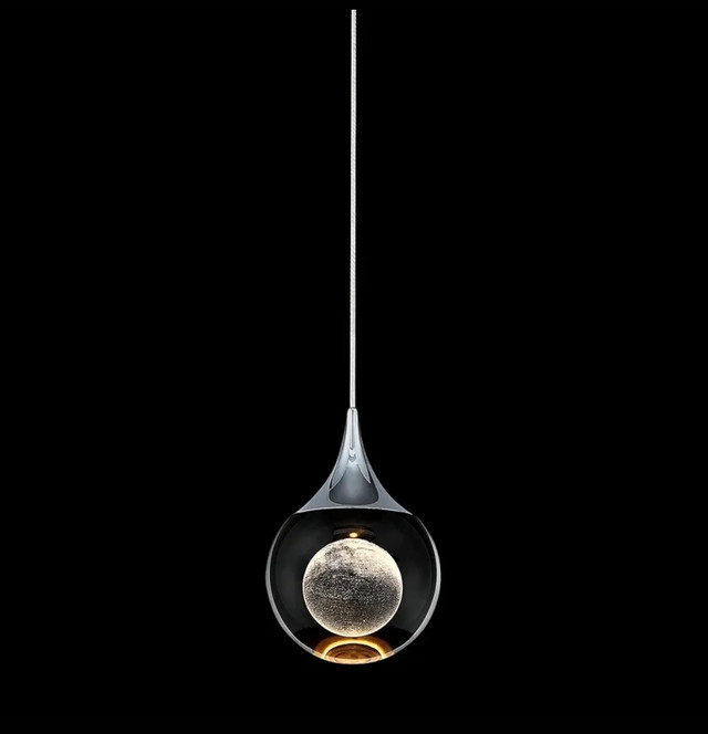 JoollySun 3D Moon Globe Crystal Mini LED Pendant Light